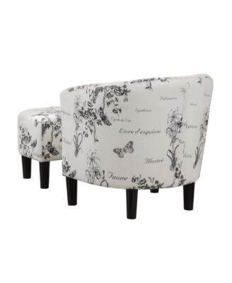 26.25" Print Canvas Churchill Accent Chair with Ottoman