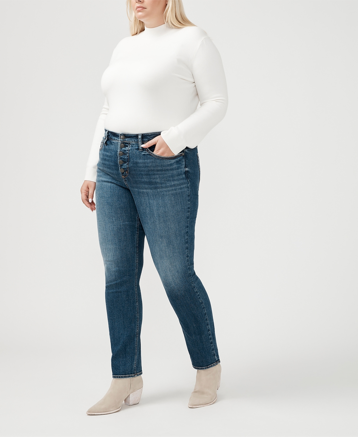 Silver Jeans Co. Plus Size Most Wanted Mid Rise Straight Leg Jeans In Indigo