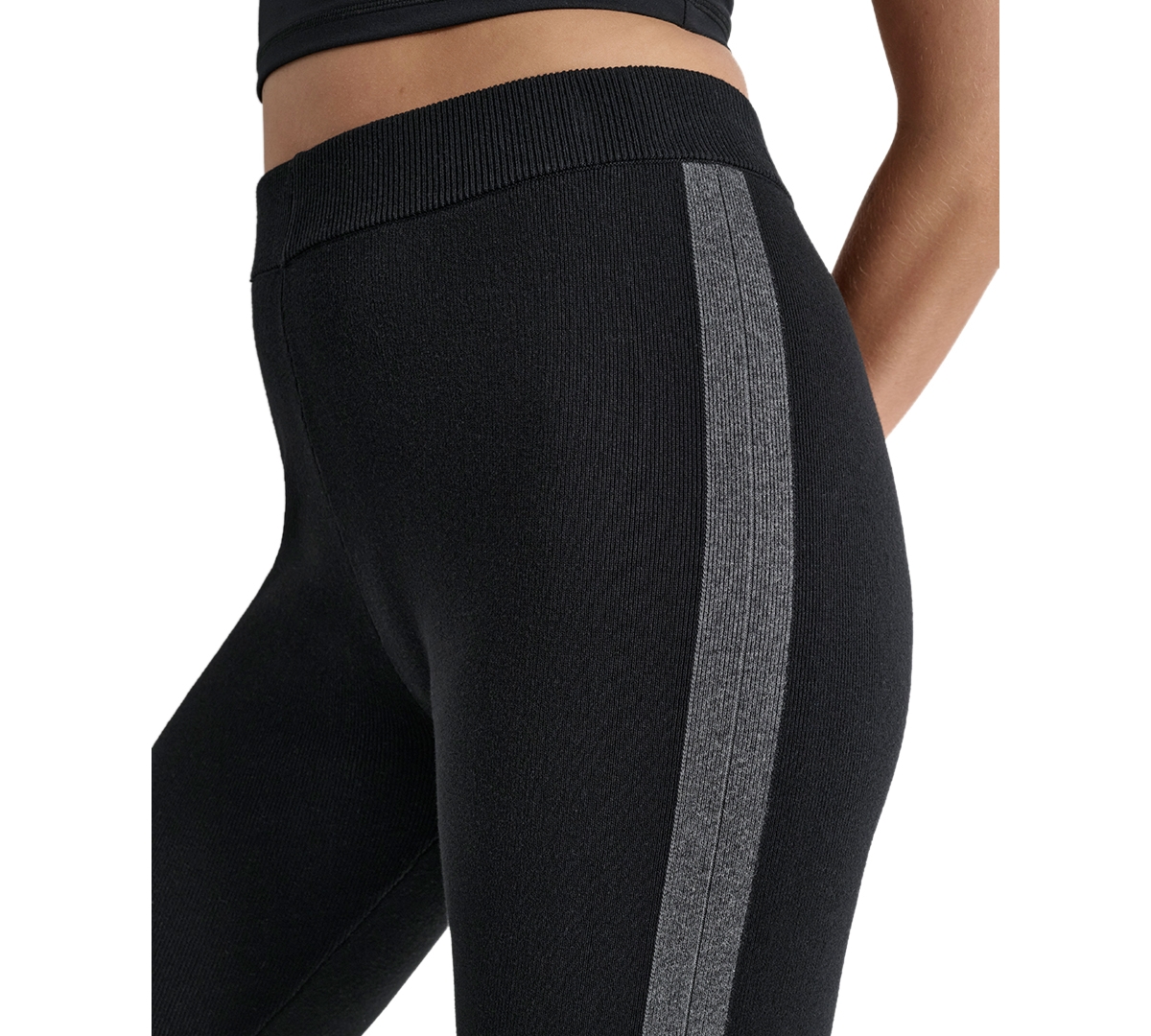 Shop Dkny Women's Apres Ski High-waist Side-vent Flare Pants In Black Charcoal Heather