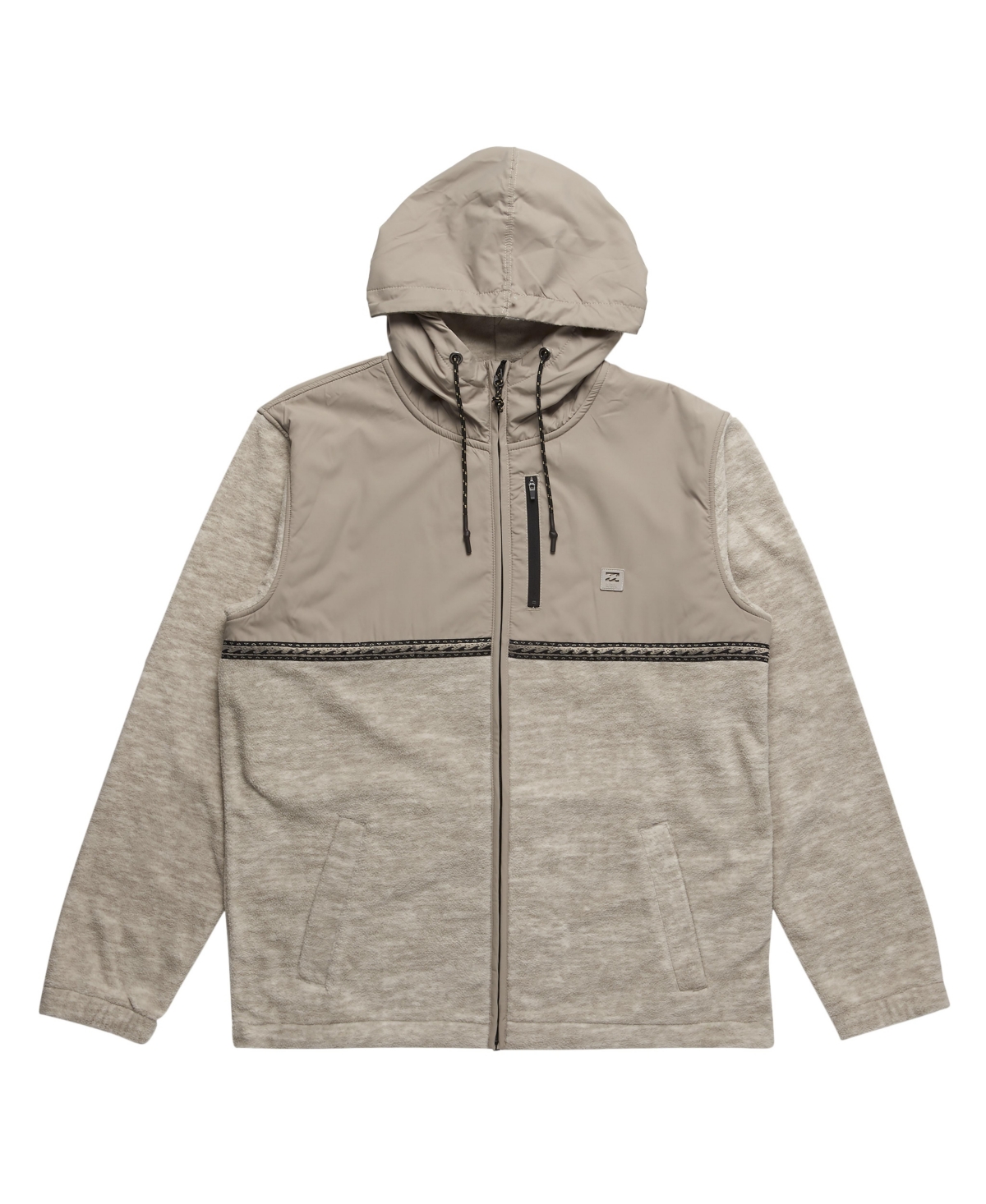 Billabong Boundary Lite Front Zip Fleece Hoodie In Oatmeal Heather