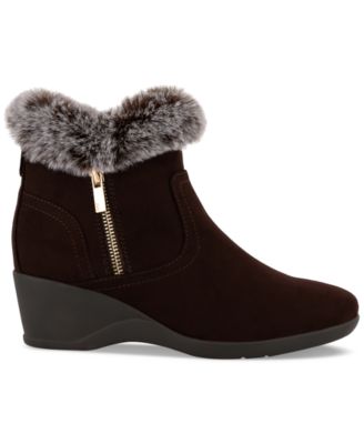 Women's Carleen Faux Fur Cozy Wedge Booties