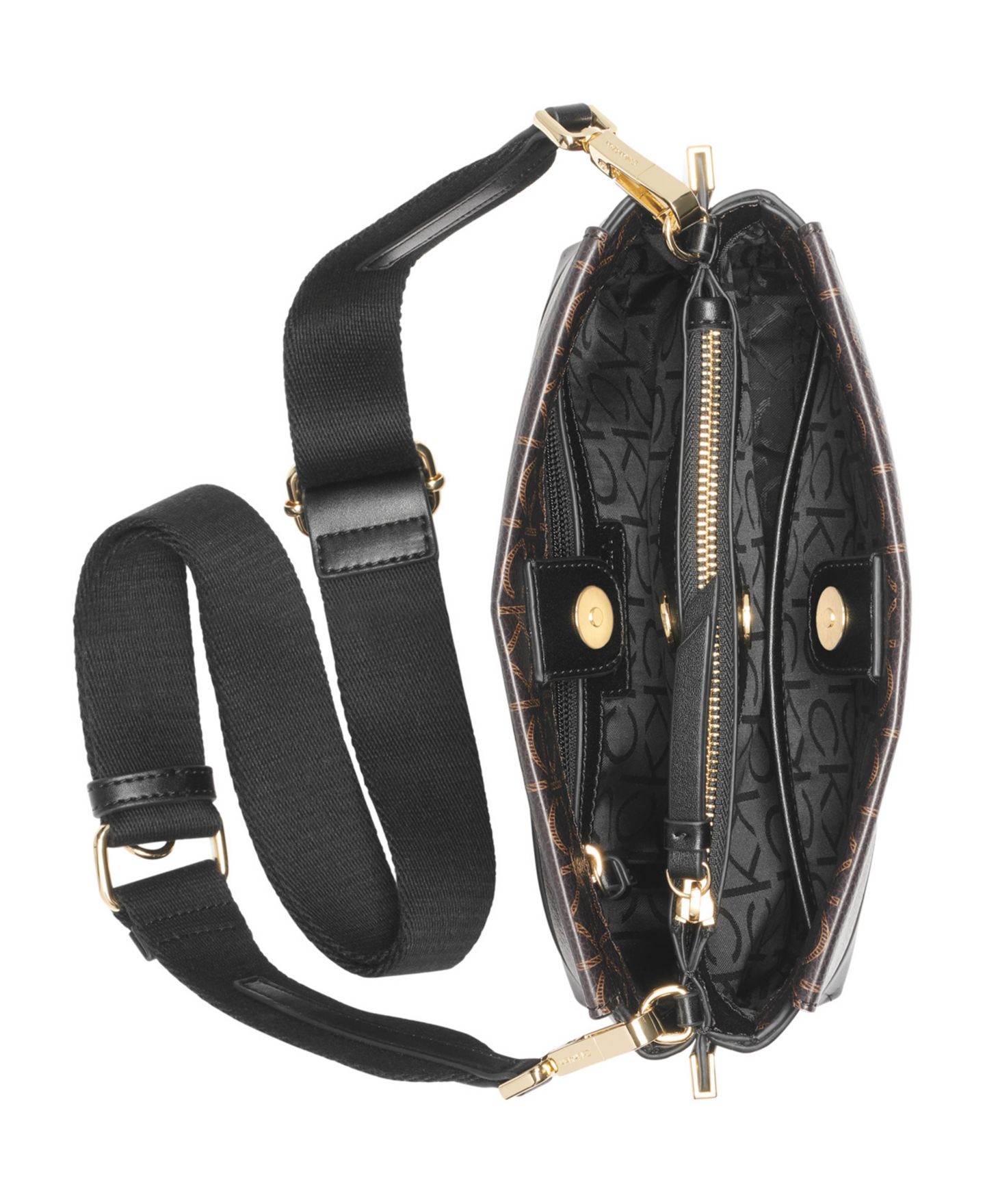 Женская сумка Calvin Klein Bianca Signature Adjustable Crossbody, цвет: Коричневый хаки / Чёрный — фото 4