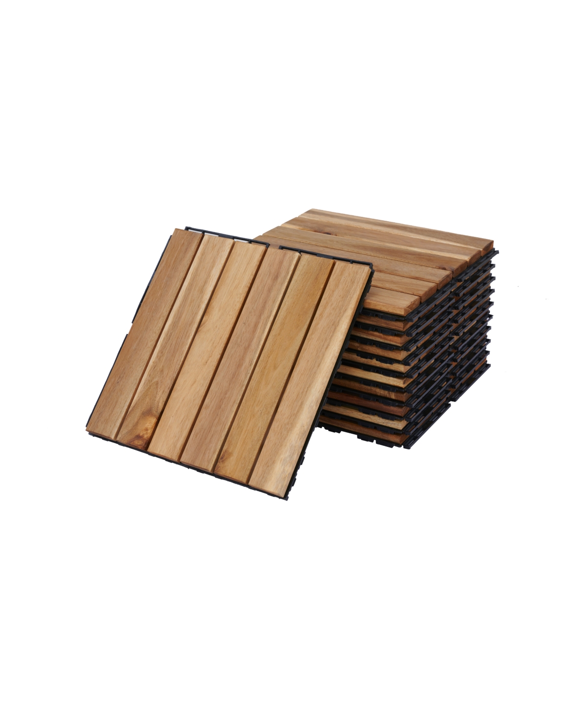 Streamdale Furniture 30 Pcs Interlocking Deck Tiles Striped Pattern, 12