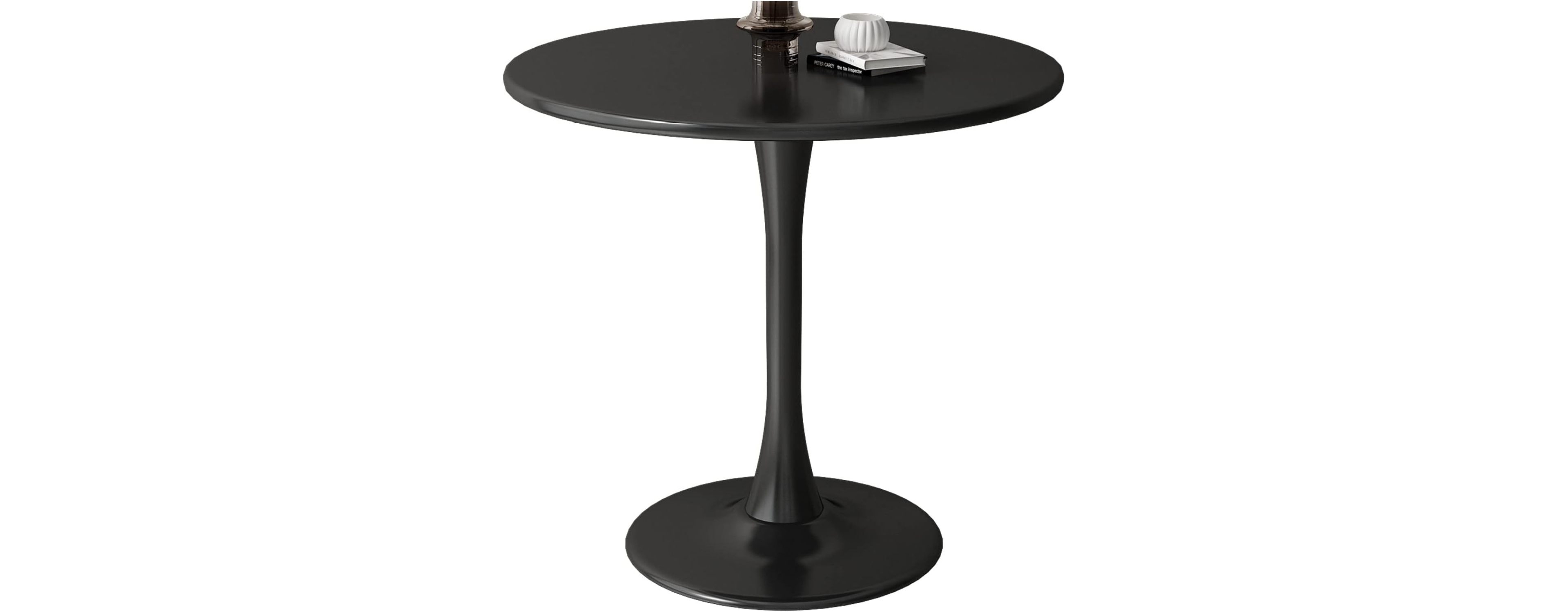 Streamdale Furniture Black Round Table, Modern Dining Table, Mdf Top and Steel Base Tulip Round Kitchen Table, Mid Century Coffee Table for Living Roo