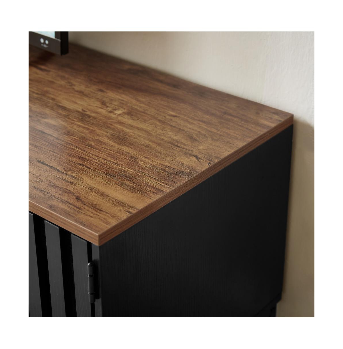 Streamdale Furniture 63 Inch Mid Century Modern Tv Stand with Slatted Grille Striped Doors, Tv Stand with Storage, Entertainment Center for Living Roo