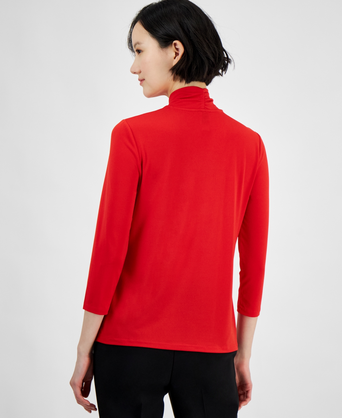 Anne Klein Women's Solid Twist-Neck 3/4-Sleeve Top
