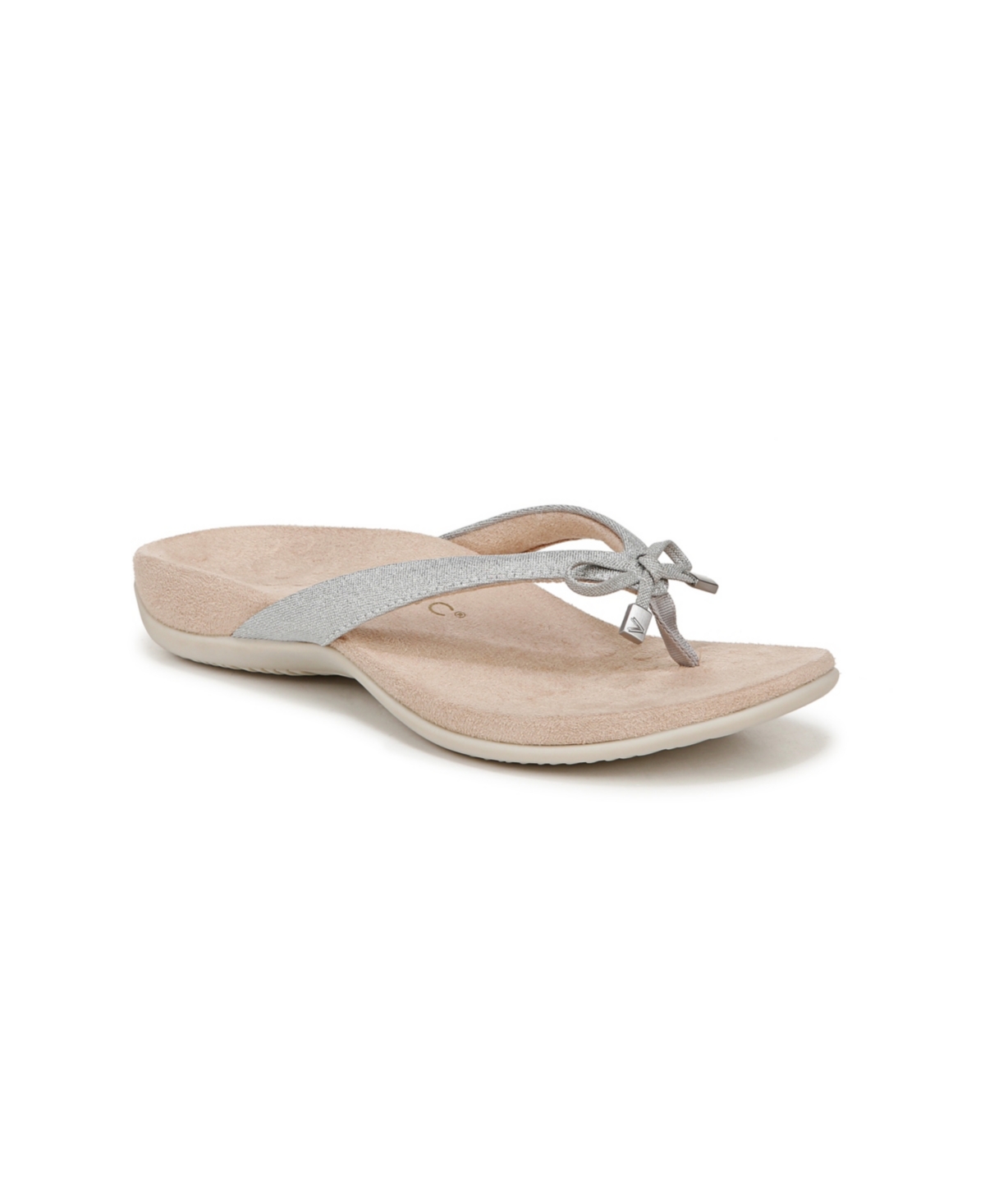 Vionic Womens Bella Thong Sandals - Silver synthetic fabric
