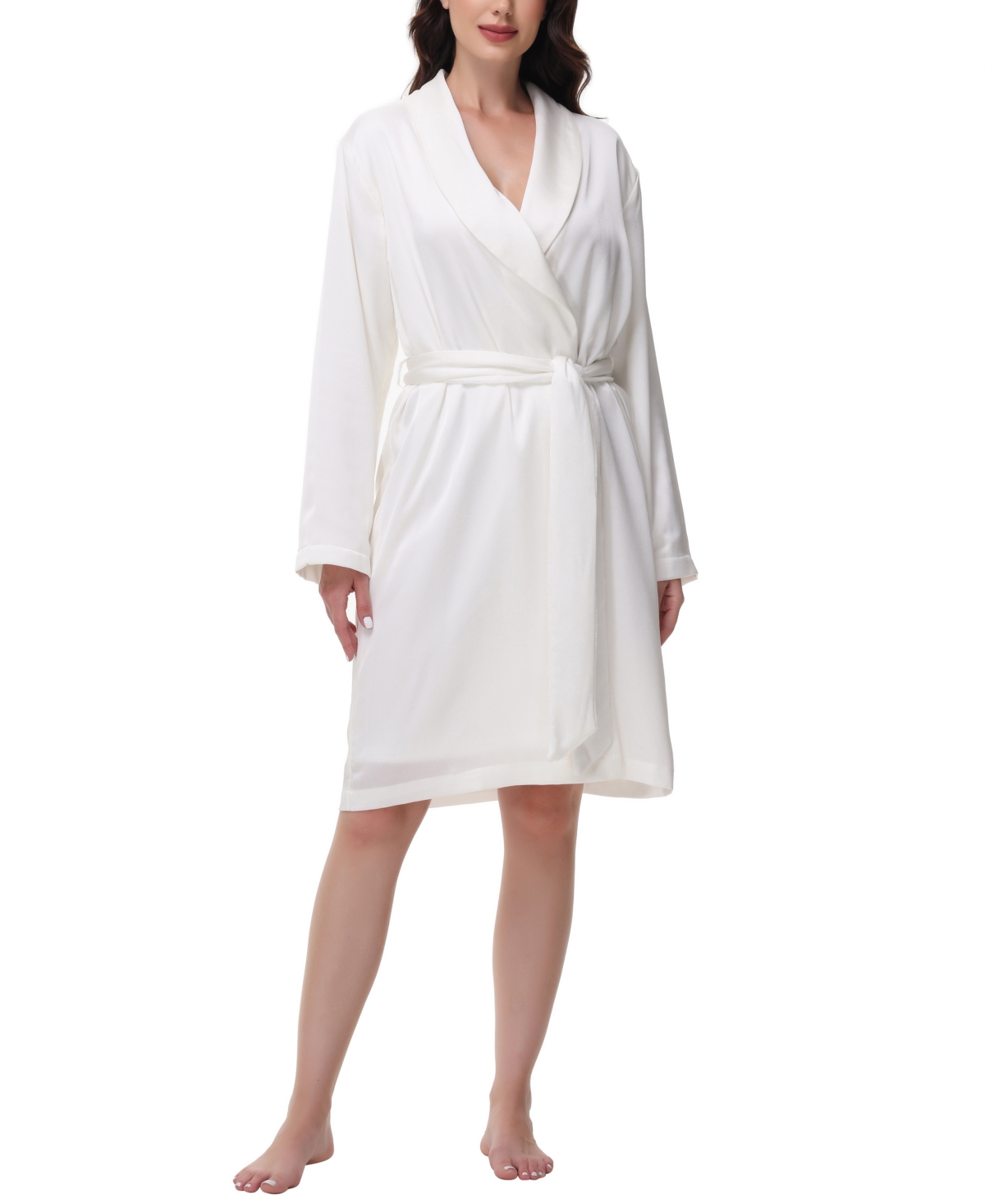 Madison Park Madision Park Women's Gift Packed Satin Shell Fleece Lined Robe