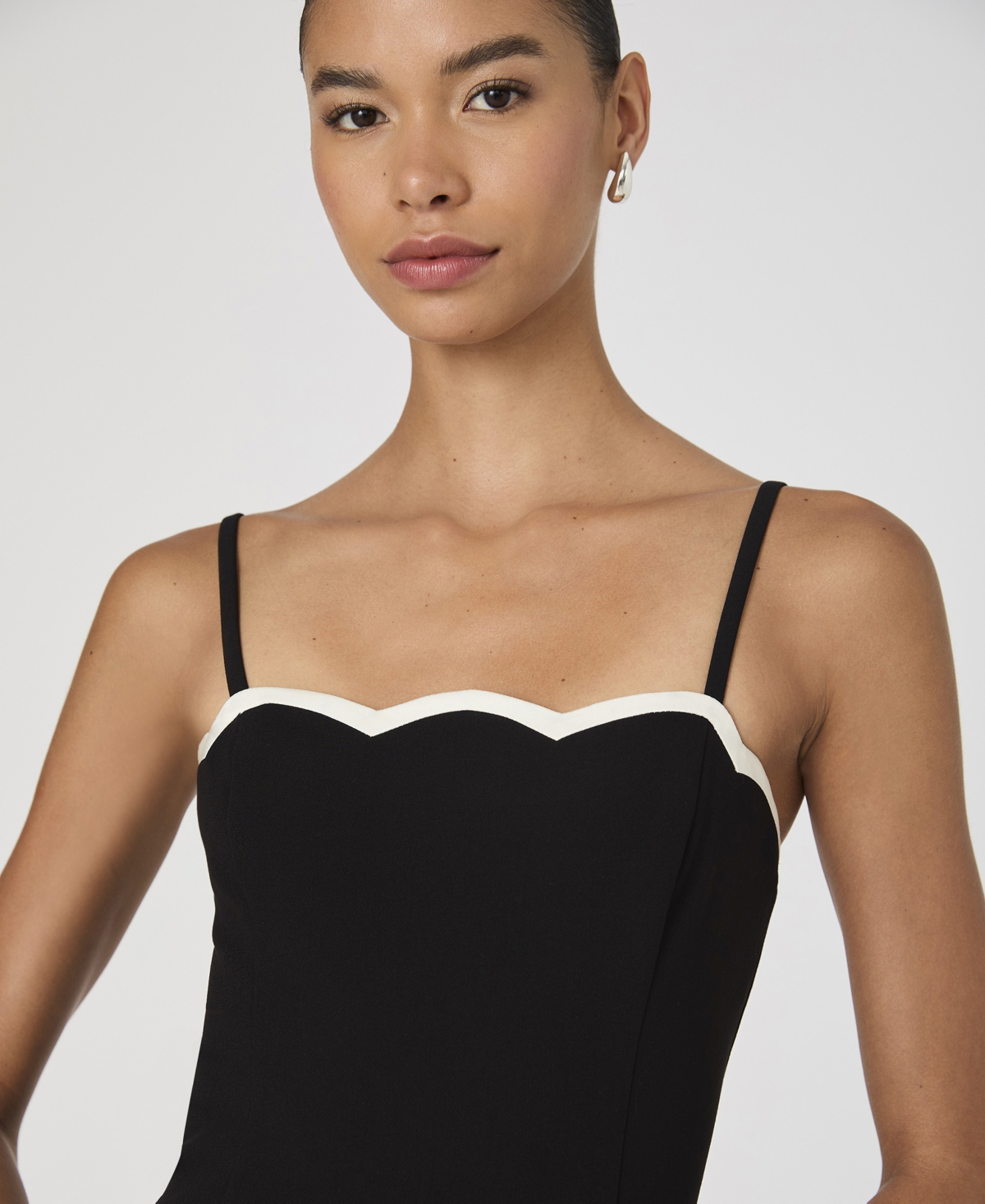 French Connection Women's Azra Contrast Mini Dress -Porcelain Cream
