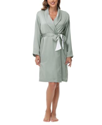 Madision Park Women's Gift Packed Satin Shell Fleece Lined Robe