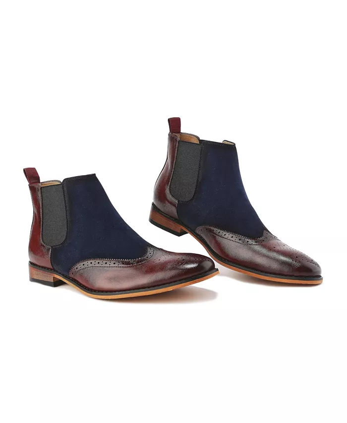 Men's Wingtip Brogue Two-Tone Chelsea Boots