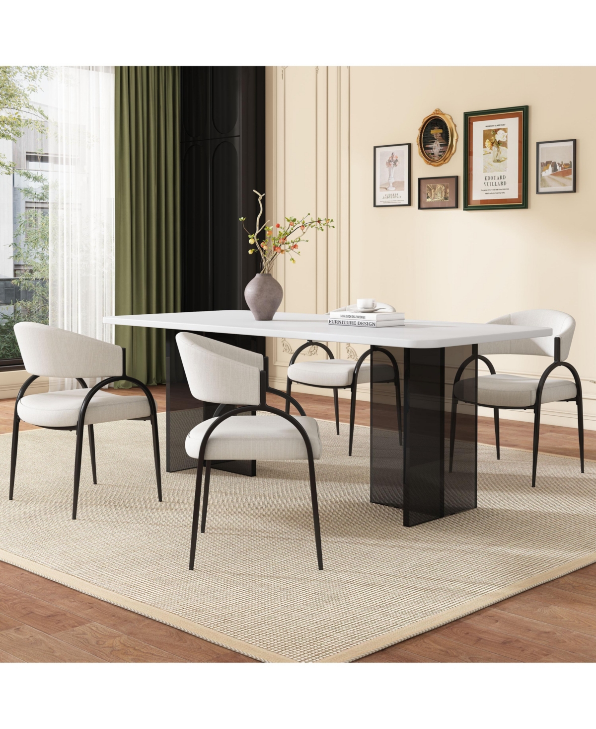 Simplie Fun Upholstered Dining Chairs With Metal Legs (Set of 2),Beige