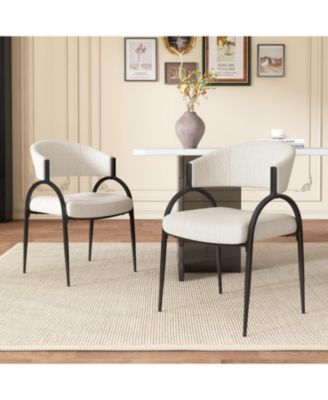 Upholstered Dining Chairs With Metal Legs (Set of 2),Beige