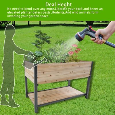 Streamdale 45" Iron-Wood Raised Garden Beds w/ Storage