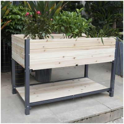 Streamdale 45" Iron-Wood Raised Garden Beds w/ Storage