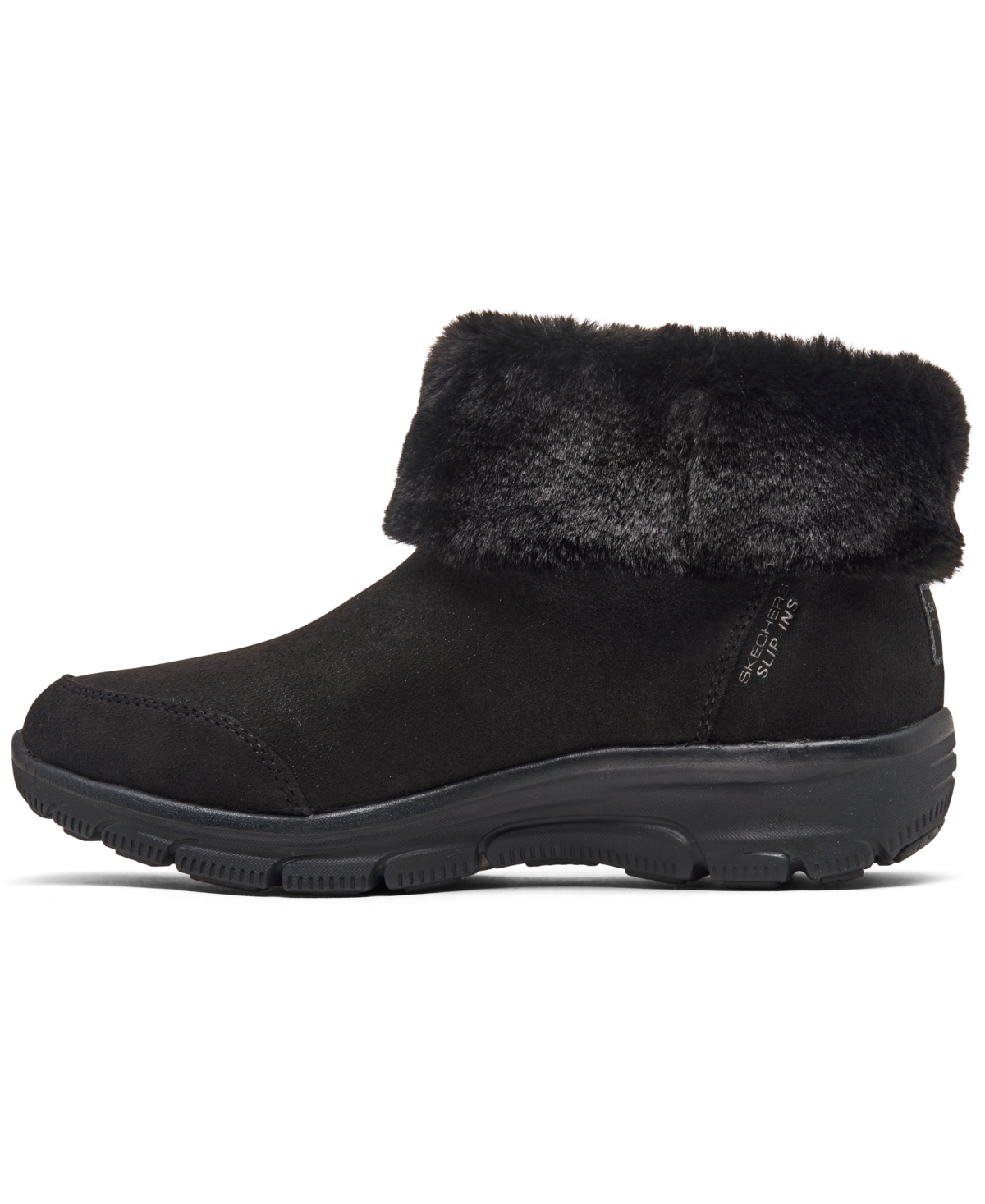 Skechers On The Go Joy Womens Suede Faux Fur Winter Boots In Black