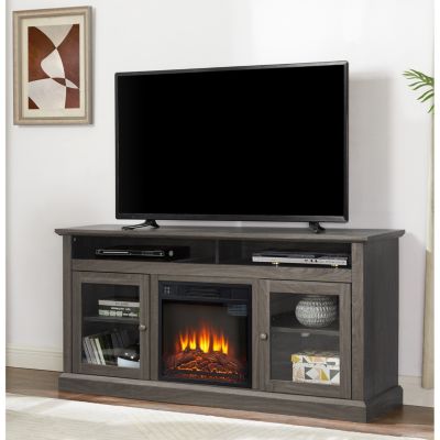 Contemporary TV Console with Fireplace (60"W