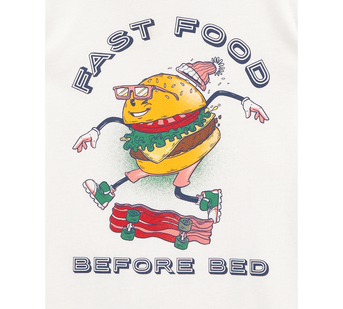 Carter's Little & Big Boys Fast Food Before Bed 100% Snug-Fit Cotton Pajamas, 4 Piece Set -White