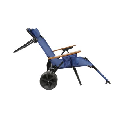Beach Cart Chairs With Wheels 2 in 1 Foldable Beach Lounge Chair With Integrated Wagon Pull Cart Perfect for Backyard Pool or Picnic