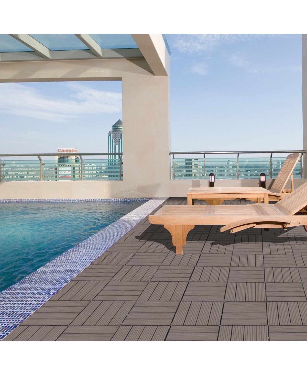 Streamdale Furniture Wood Plastic Composite Deck Tiles Set of 20, Sustainable Fsc Composite Decking Resist Rust, Water, Weather, Easy to Diy & Maintai