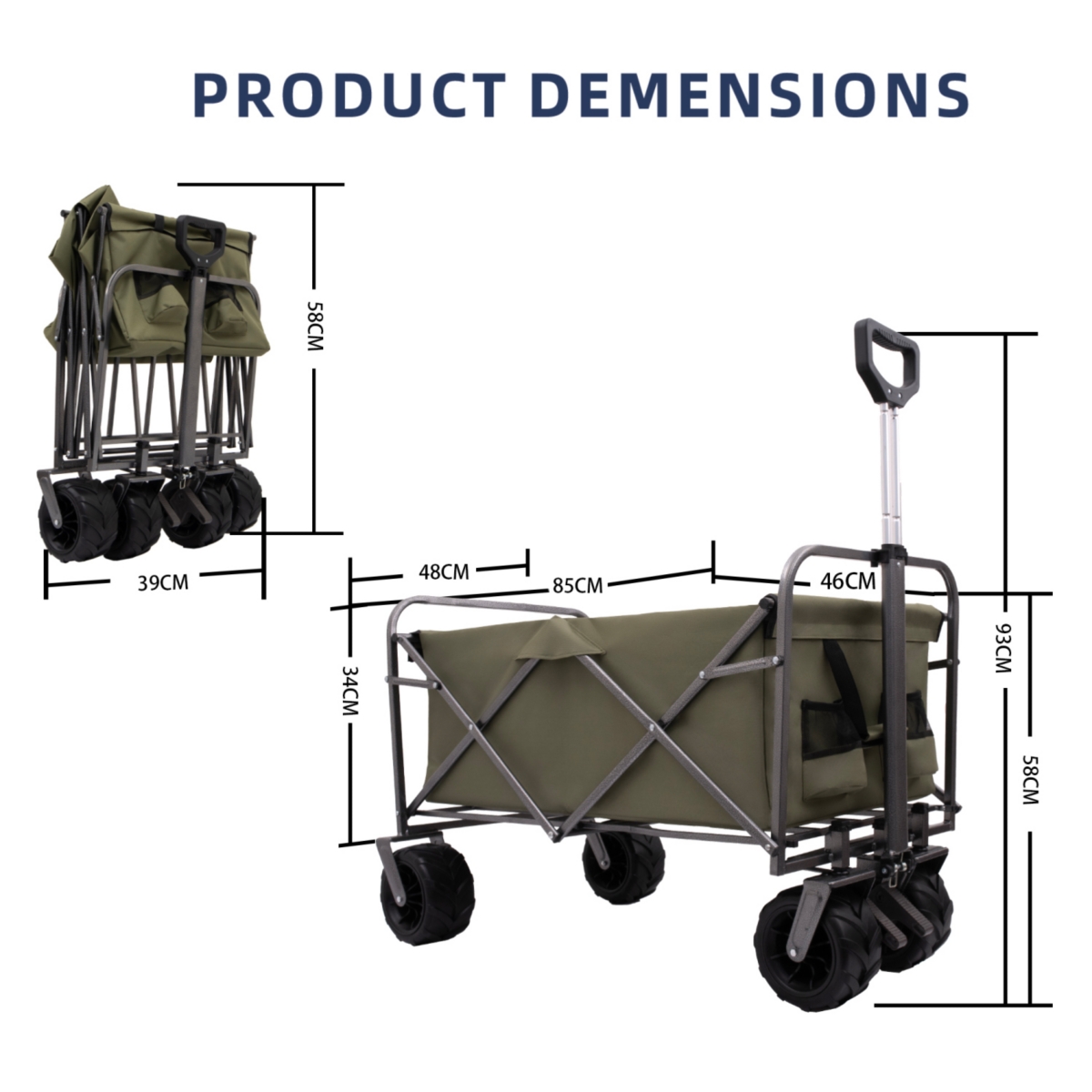 Streamdale Furniture Outdoor Garden Park Utility kids wagon portable beach trolley cart camping foldable with big wheels folding wagon
