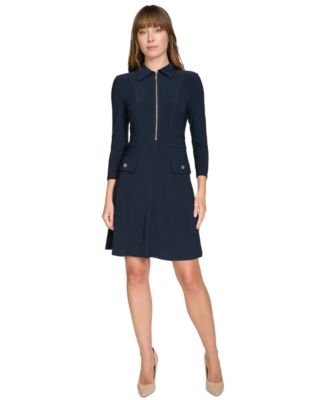 Tommy Hilfiger - Women's Zip-Front Fit & Flare Dress