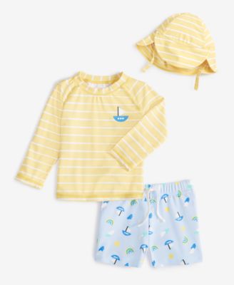 Baby Boys Boat Ride Top, Hat & Swim Shorts, 3 Piece Set, Exclusively at Macy's 