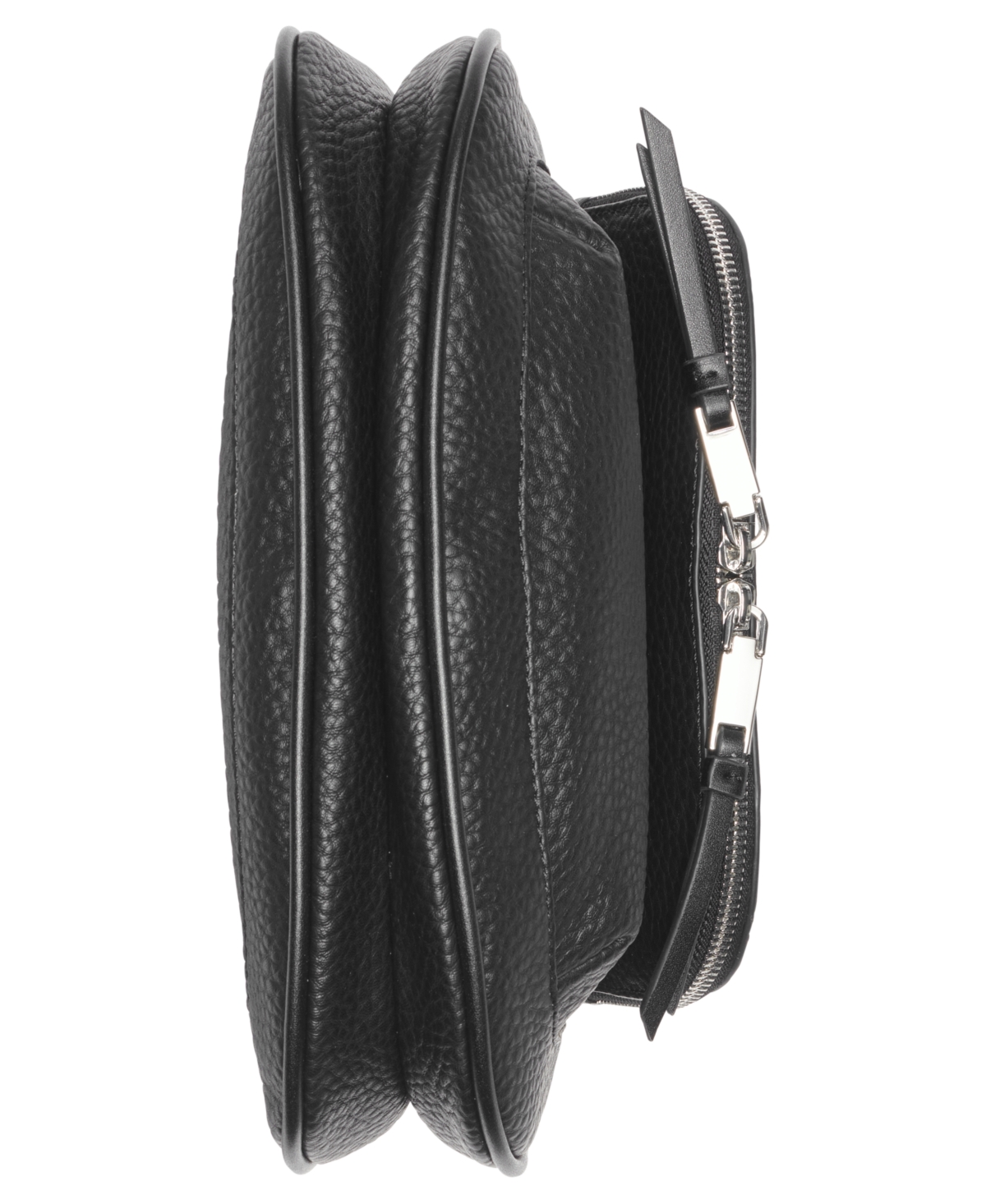 Calvin Klein Zulle Zip-around Crossbody With Signature Hang Off In Black,silver