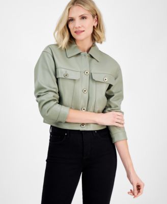 Women's Button-Front Leather Jacket