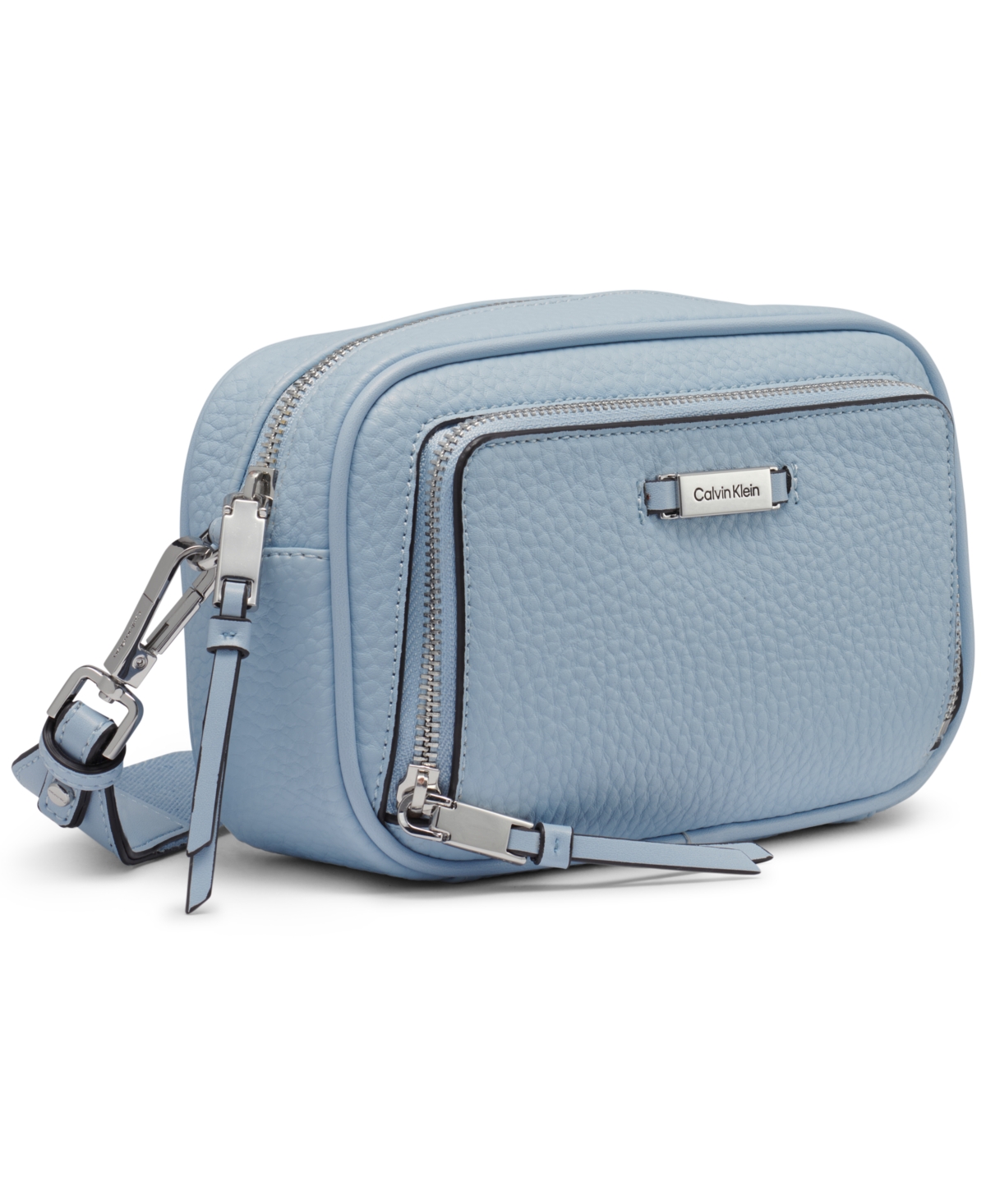 Calvin Klein Zulle Top Zipper Camera Bag With Signature Hang Off In Dusty Blue