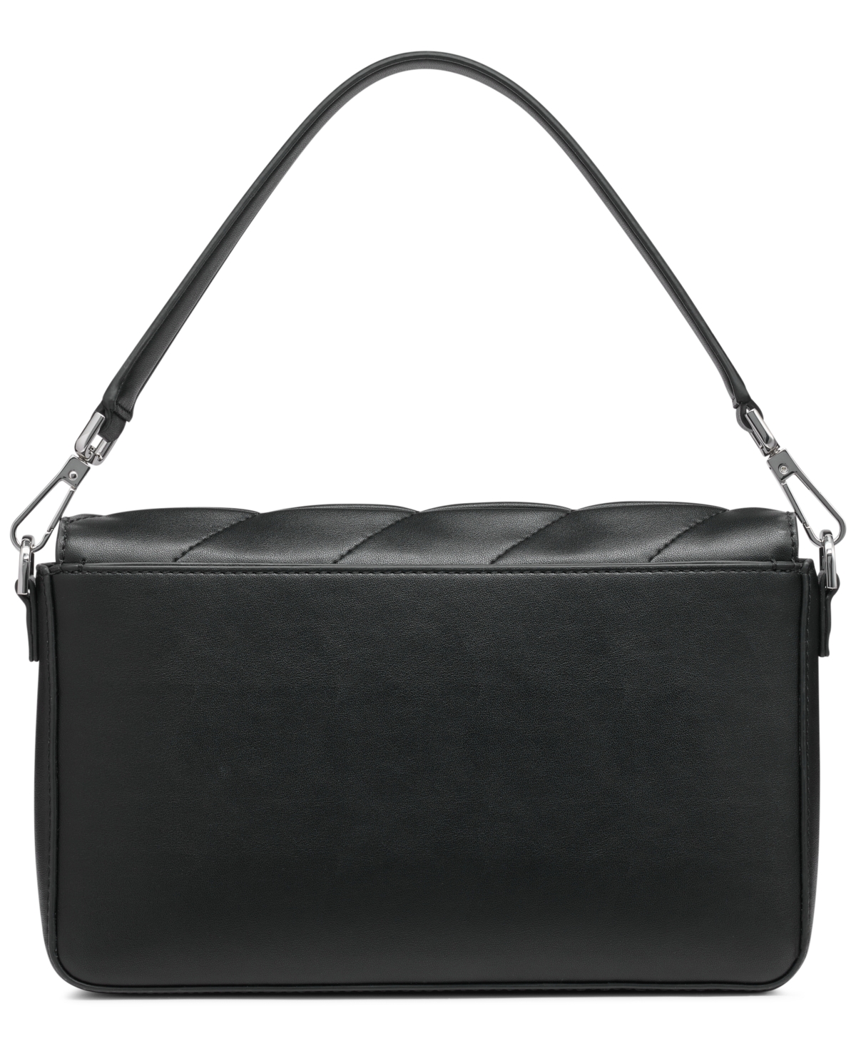 Shop Calvin Klein Mica Flap Convertible Shoulder Bag In Black,silver