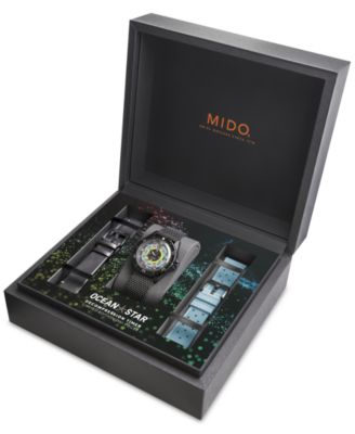 Men's Swiss Automatic Ocean Star Decompression Timer 1961 Black PVD Stainless Steel Mesh Bracelet Watch 41mm