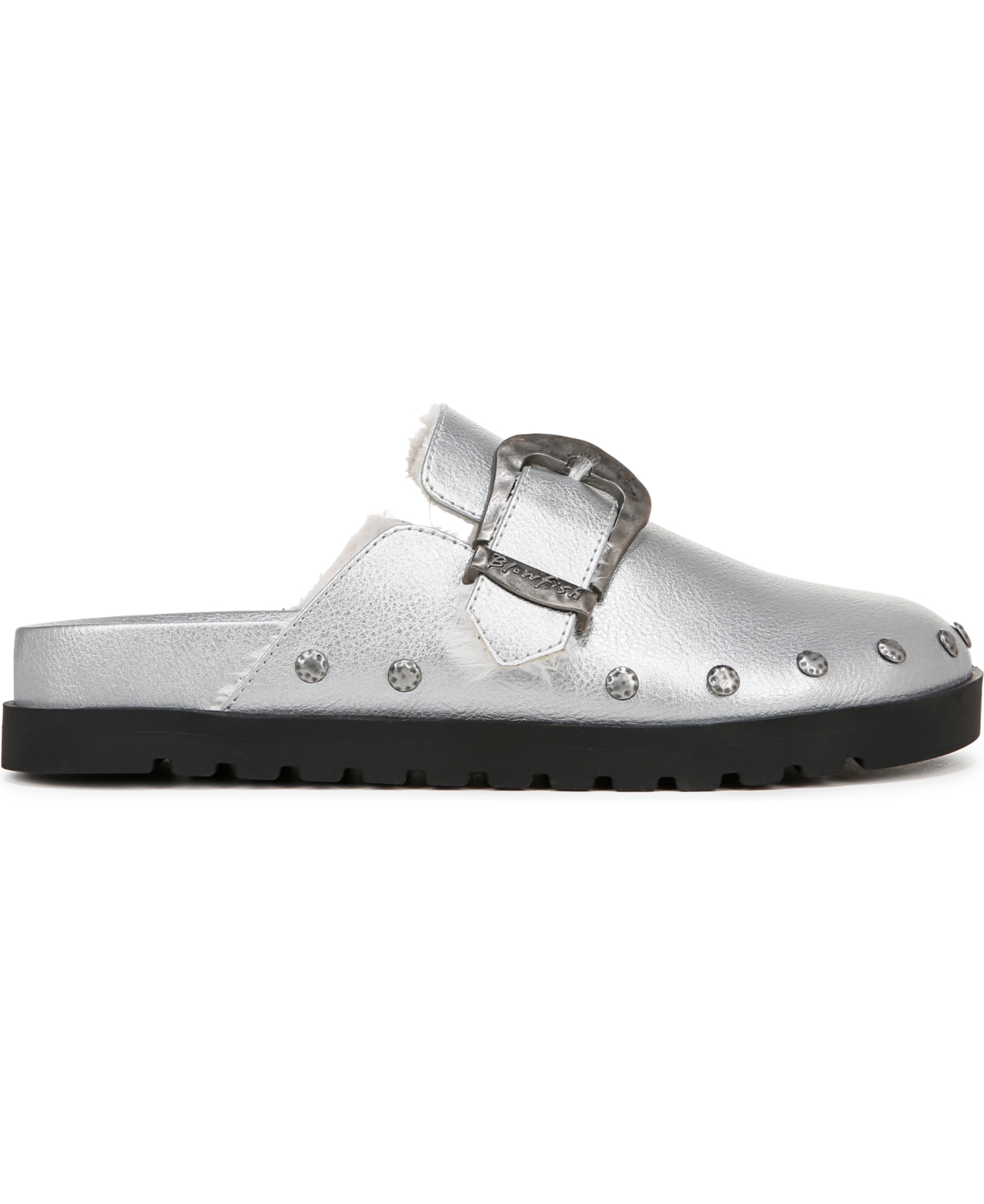 Blowfish Malibu Women's Skylar Cozy Slip On Clogs In Pewter Metallic Faux Leather