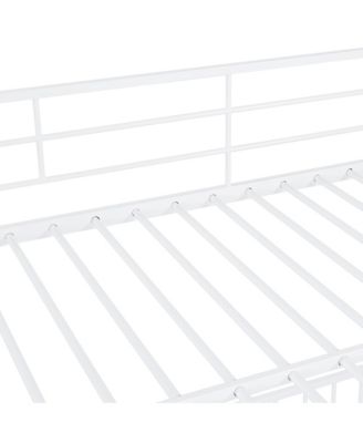 Full Over Full Size Metal Bunk Bed with Slide and Guardrails