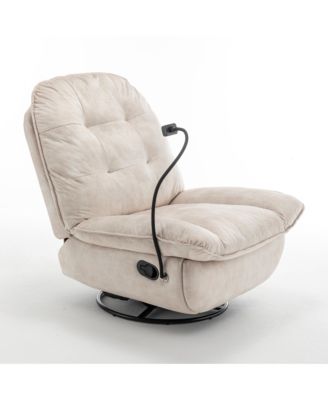 Streamdale Gold-Stamped Velvet Recliner w/ Phone Holder