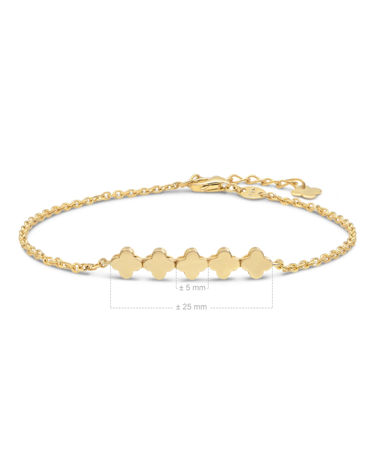 Devata Clover Chain Bracelet in 14K 6.5 in adj to in, approx. 2.7 grams - Gold