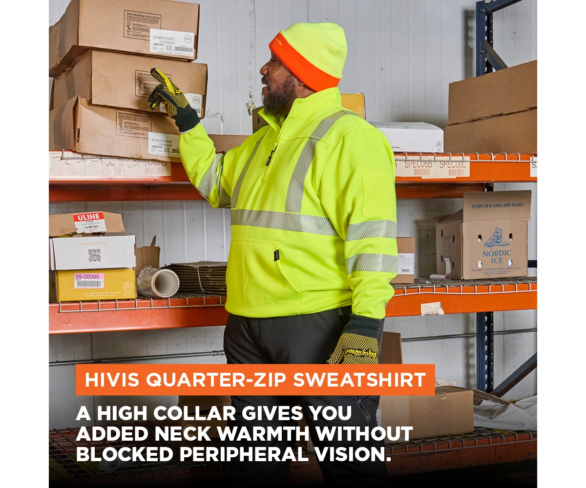 RefrigiWear Big & Tall Hi Vis Quarter-Zip Sweatshirt