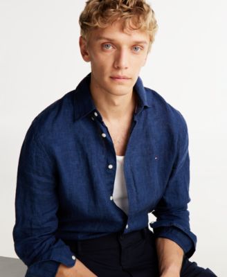 Men's Button-Down Linen Long Sleeve Shirt