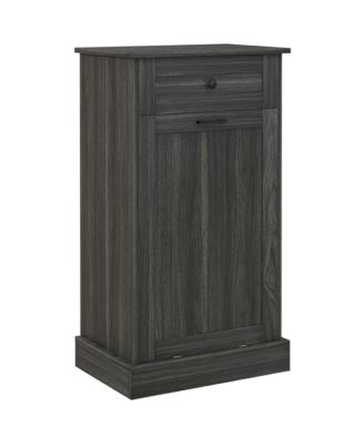 Simplie Fun Kitchen Tilt Out Trash Bin Cabinet Free Standing Recycling Cabinet Trash Can Holder With Drawer, Charcoal Gray