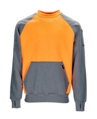 Men's Two-Tone HiVis Crewneck Sweatshirt - High Visibility Safety Pullover with Contrast Design