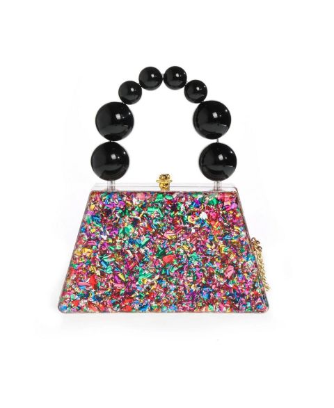 Женский клатч Milanblocks Forever Love confettie Top Handle Acrylic Clutch, цвет: Разноцветный