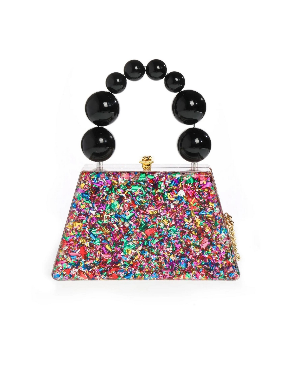 Forever Love confettie Top Handle Acrylic Clutch - Multi