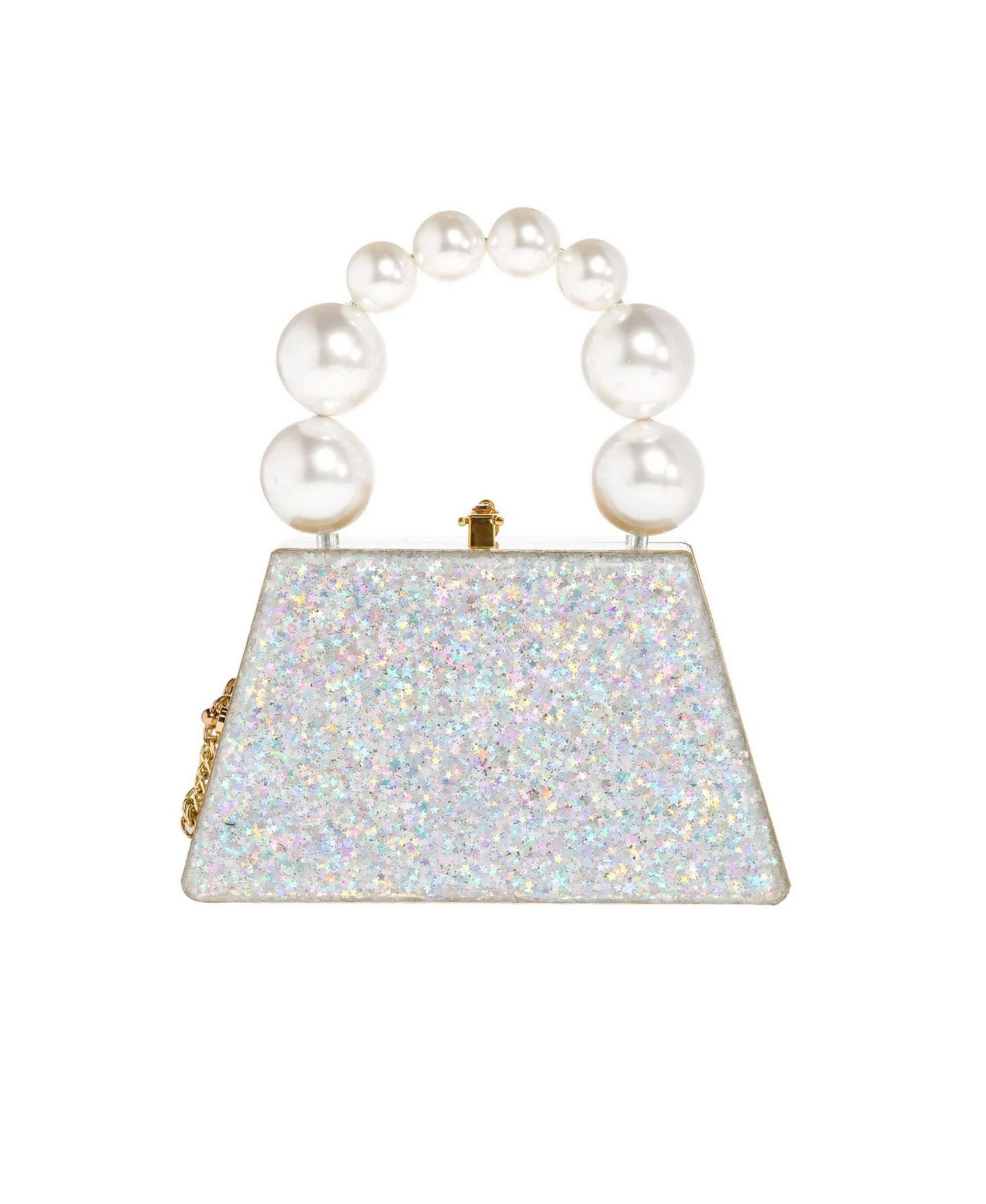 Женский клатч Milanblocks Forever Love Glitter Top Handle Acrylic Clutch, цвет: Золотой серебряный — фото 2