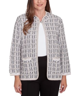 Alfred Dunner - Petite Romancing The Stone Textured Knit Jacket