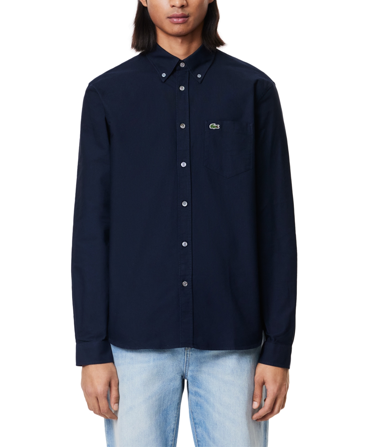 Lacoste Men s Woven Long Sleeve Button Down Oxford Shirt F6z Blanc panorama Smart Closet