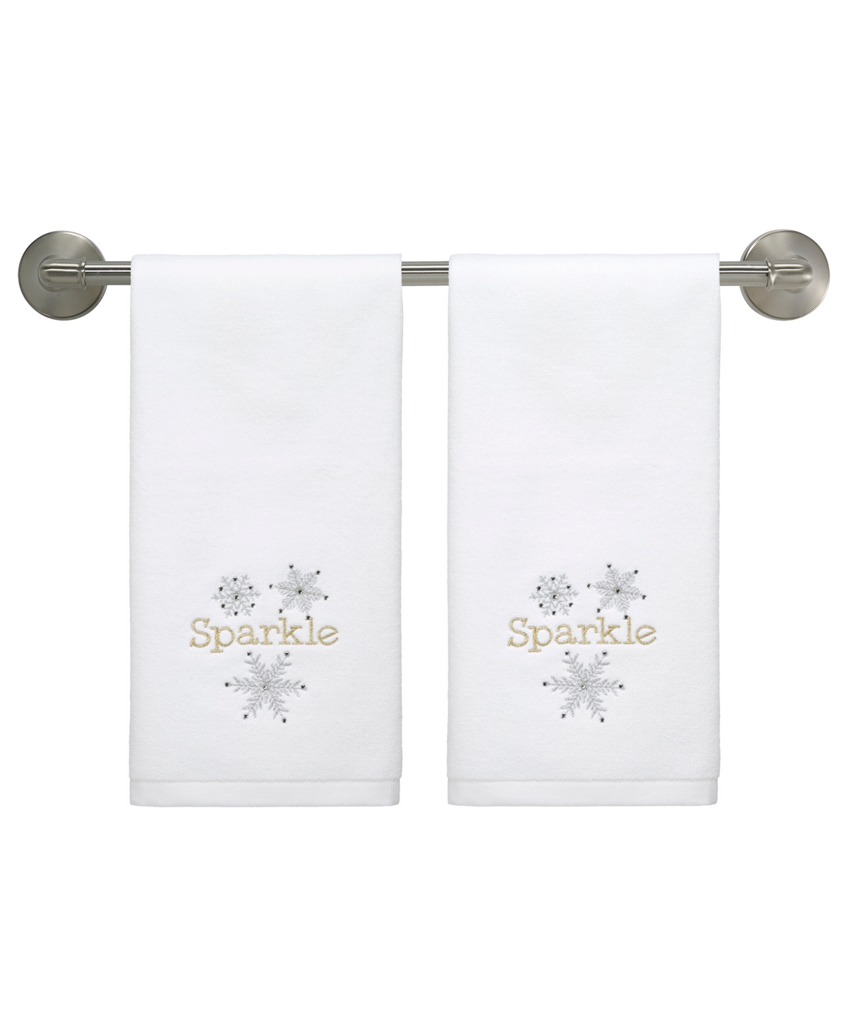 Avanti Snowflake Cotton Hand Towel Set, 28" X 16" In White
