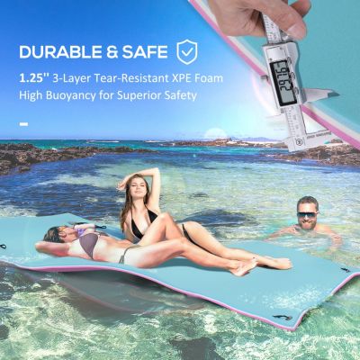 10' x 5' Floating Mat, 3-Layer Lily Pad Swimming Pool Floating Water Mat, Thick and Durable Water Activities Mat for Lake, Oceans