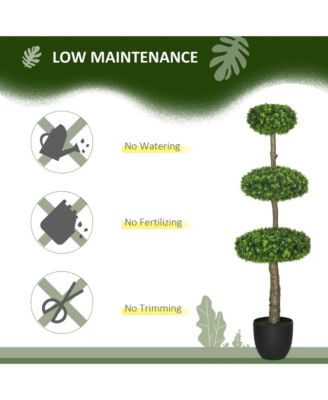Set of 2 Artificial Boxwood Topiary Trees in Pots, 43.25" Artificial Plants Faux Trees for Home Office, Living Room Decor, Indoor & Outdoor