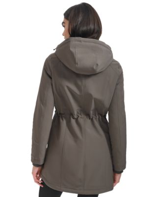 Womens Hooded Faux-Fur-Lined Anorak Raincoat