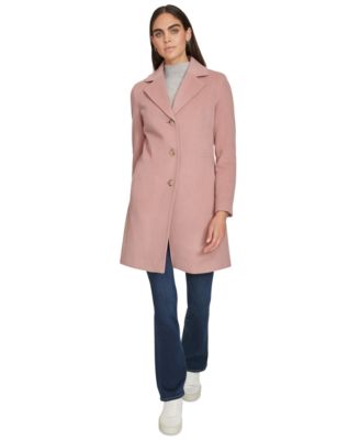 Womens Single-Breasted Wool Blend Coat